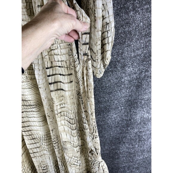 Asher By Fab'rik Women's Sz M Alligator Pattern Layered Long Sleeve Maxi Dress - Picture 10 of 16